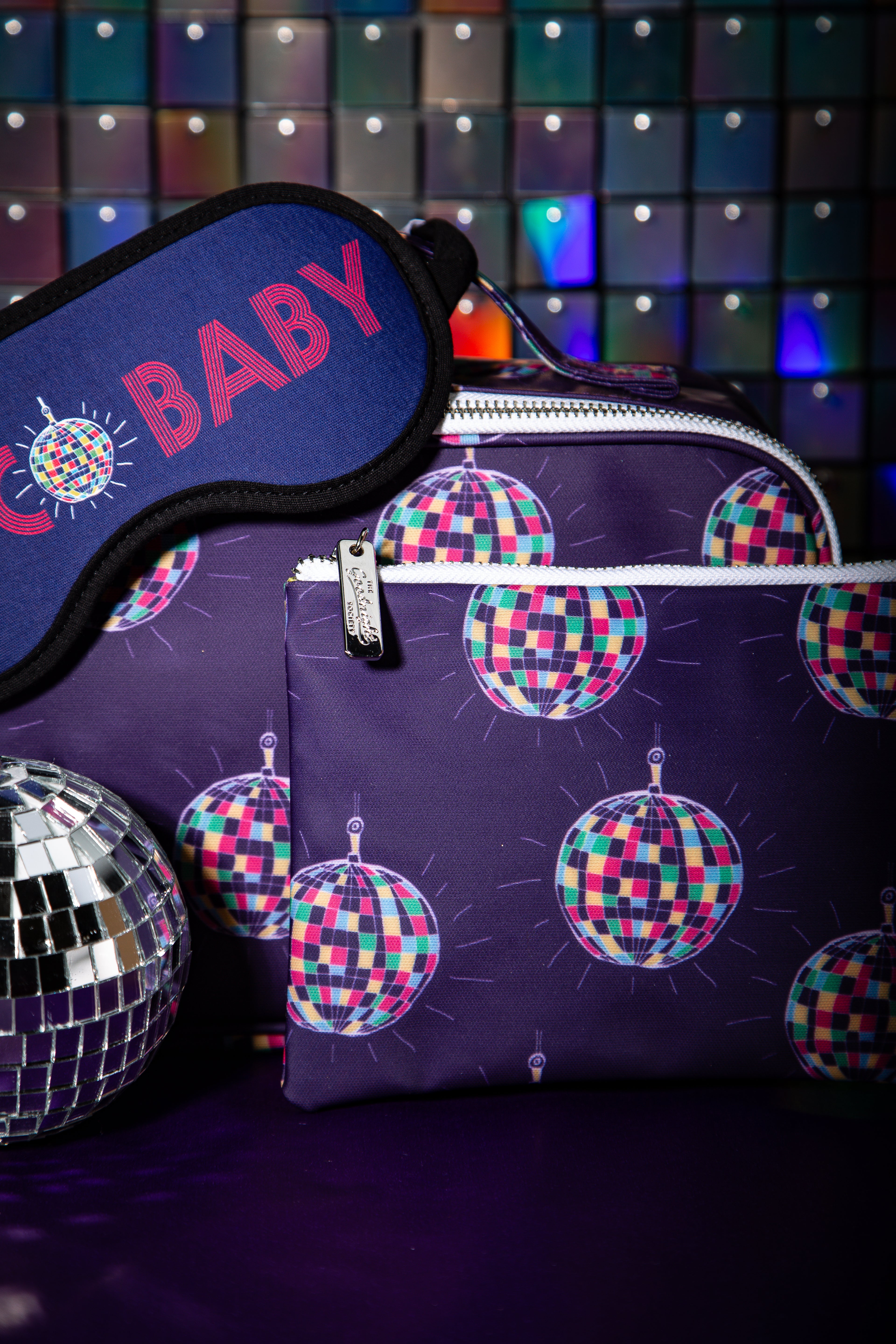 Medium Cosmetic Bag - Disco Ball print