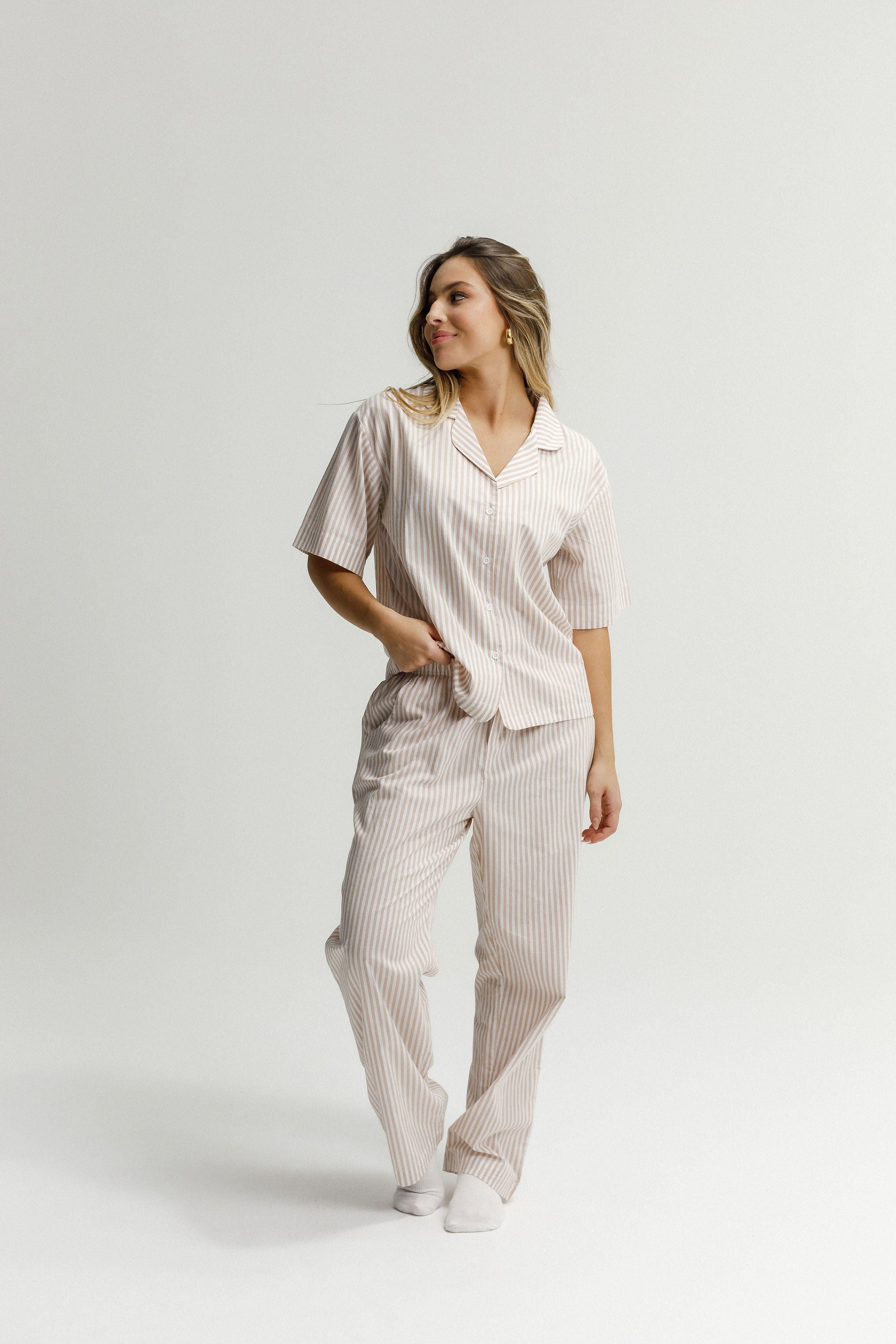 Lounge Shirt - Sand Stripes