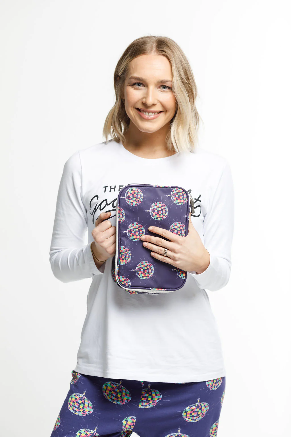 Large Cosmetic Bag - Disco Ball Print