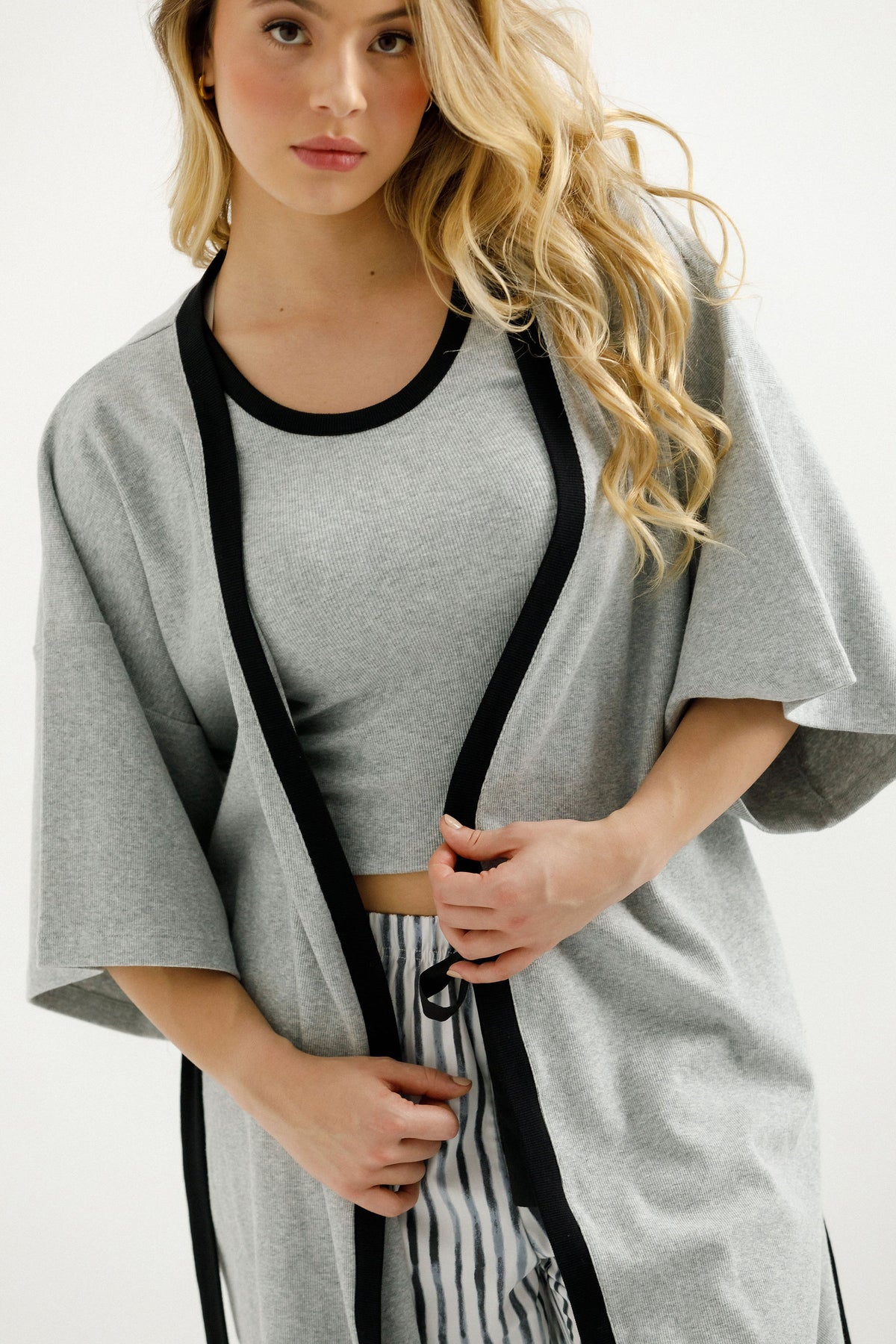 Dark Grey Robe Robe - Black & Grey – The Goodnight Society