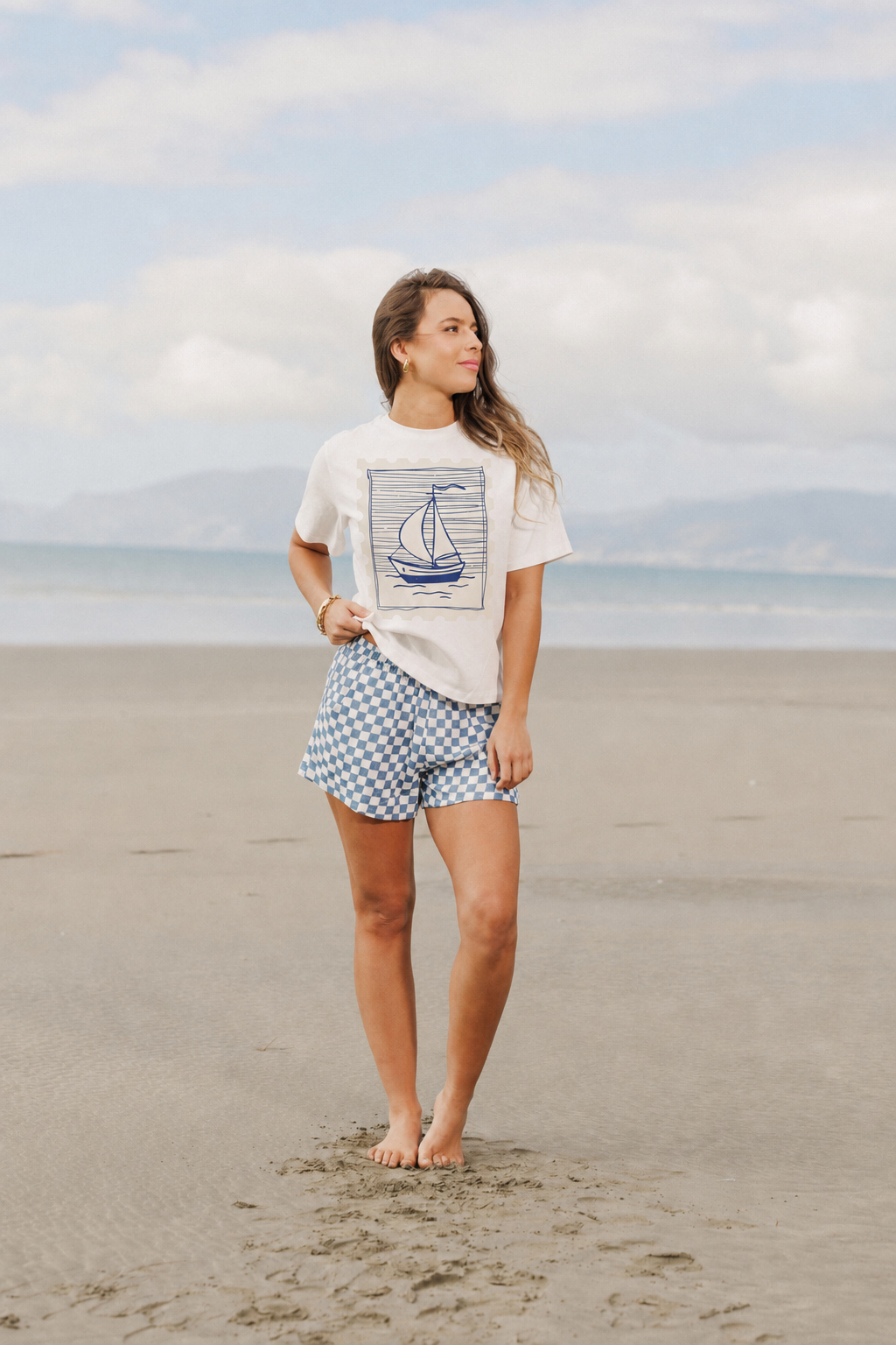 BOXY TEE - Coastal Sailboat