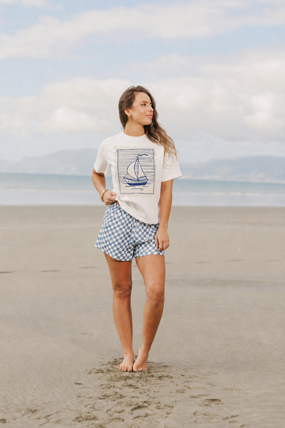 BOXY TEE - Coastal Sailboat