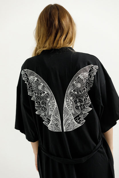 Robe - Black with White Wings