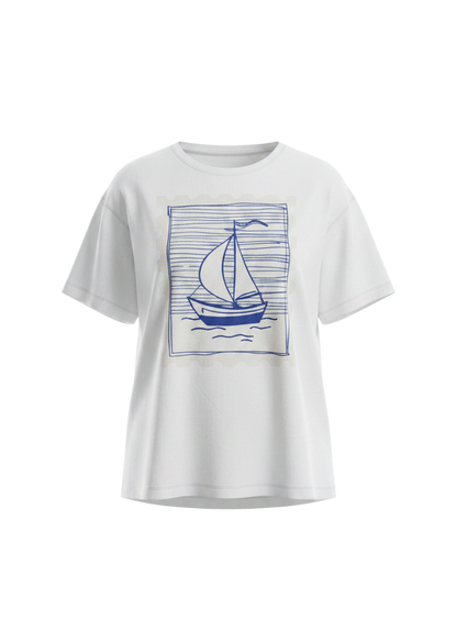 BOXY TEE - Coastal Sailboat
