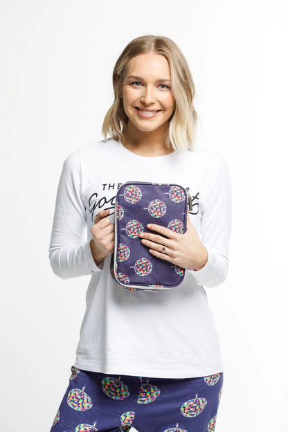 Large Cosmetic Bag - Disco Ball Print